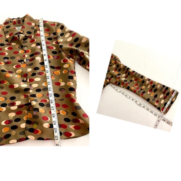 Brown Silk Button-front Blouse and Matching Pants Suit Set Size 4 Retro Vintage - Picture 14 of 15